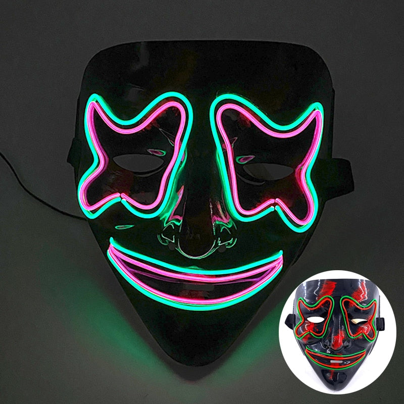 Wireless Halloween Neon Led Purge Mask Masquerade Carnival Party Masks Light Luminous In The Dark Cosplay Costume Supplies