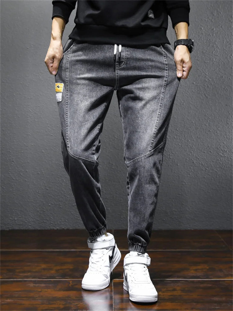 Mens Jeans Harem Pants Fashion Pockets Desinger Loose fit Baggy Moto Jeans Men Stretch Retro Streetwear Relaxed Tapered Jeans
