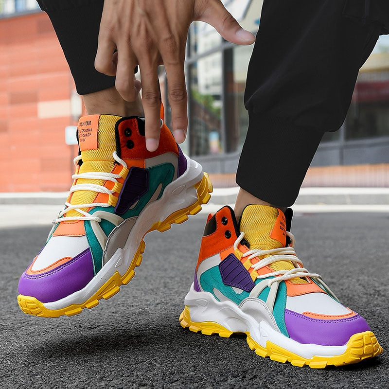 New Fashion Shoes For Men Casual High Top Chunky Sneakers Mens Trainers Tendencia Breathable Designer Zapatillas De Hombre