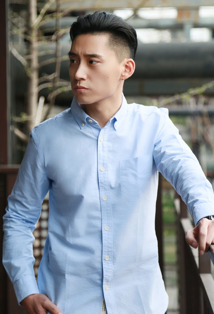 SauceZhan Original Vintage Shirt Cotton Shirt Men Shirt slim mens shirts men shirt long sleeve Oxford fabric shirt men