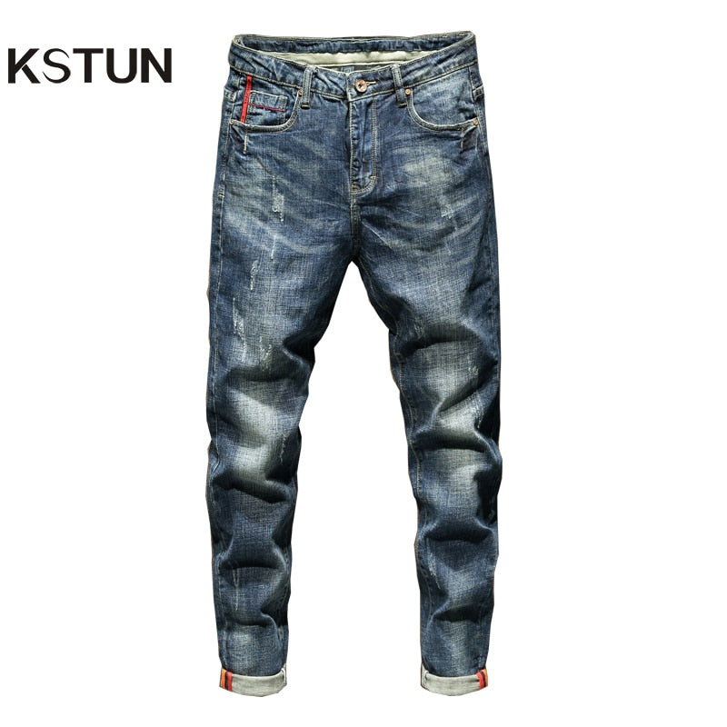 Slim Fit Jeans Men Blue Stretch Streetwear Denim Pants Casual Men's Trousers Spring And Autumn Jeans For Man Fashion Pockets