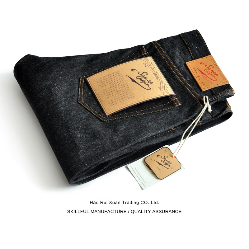 Sauce Origin 915-Pi Mens Jeans Men Designer Jeans for Men Taper Fit Selvedge Denim Raw Jeans Button Fly Handmade Vintage