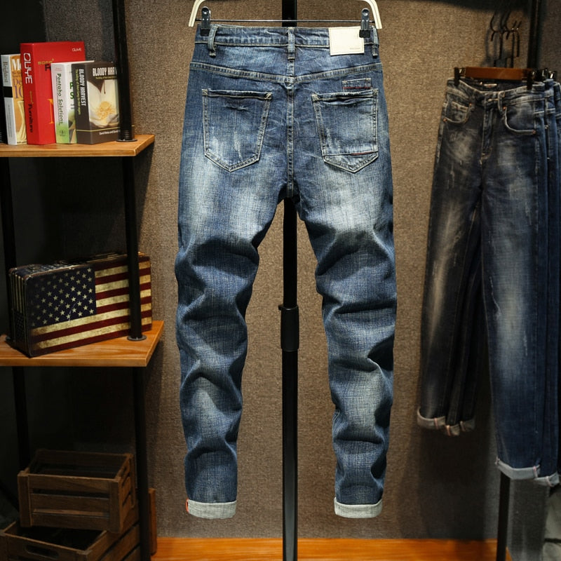 Slim Fit Jeans Men Blue Stretch Streetwear Denim Pants Casual Men's Trousers Spring And Autumn Jeans For Man Fashion Pockets