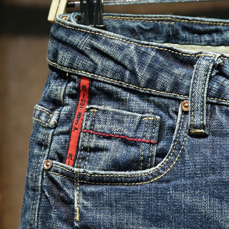 Slim Fit Jeans Men Blue Stretch Streetwear Denim Pants Casual Men's Trousers Spring And Autumn Jeans For Man Fashion Pockets