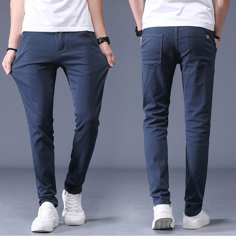 Classic Men's Khaki Casual Pants New Business Fashion Slim Fit Cotton Stretch Trousers Male Brand Clothing