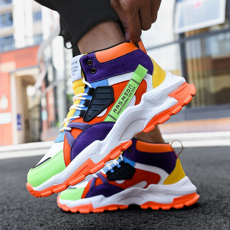 New Fashion Shoes For Men Casual High Top Chunky Sneakers Mens Trainers Tendencia Breathable Designer Zapatillas De Hombre