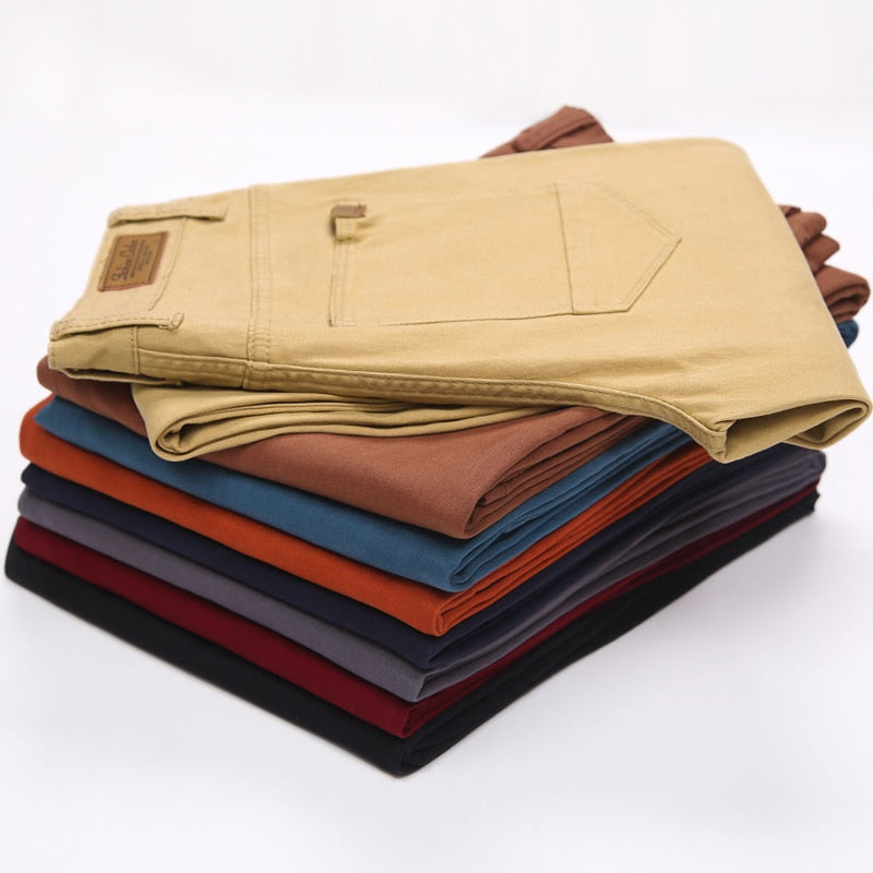 Classic Men's Khaki Casual Pants New Business Fashion Slim Fit Cotton Stretch Trousers Male Brand Clothing