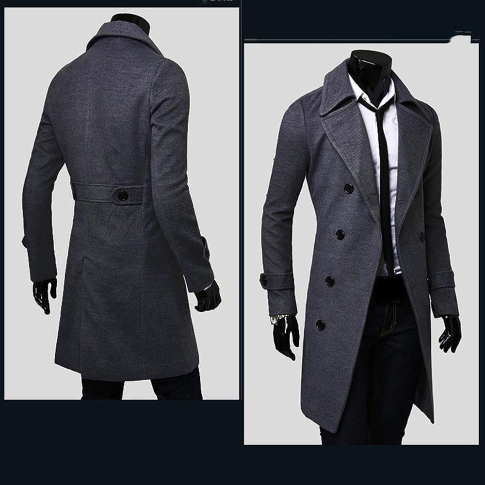 Fashion Brand Autumn Jacket Long Trench Coat Men's High Quality Self-cultivation Solid Color Men's Coat Double-breasted Jacket