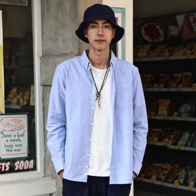 SauceZhan Original Vintage Shirt Cotton Shirt Men Shirt slim mens shirts men shirt long sleeve Oxford fabric shirt men