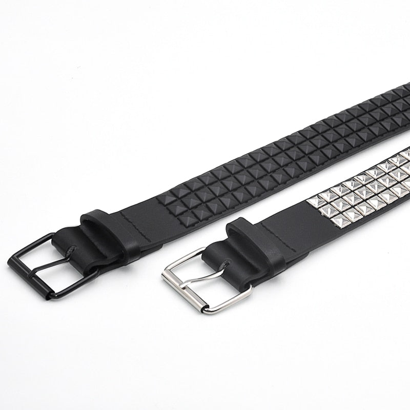 GAOKE Pyramid Fashion Rivet Belt Men&Women's Studded Belt Punk Rock With Pin Buckle Hardware Jeans Designer Female Waist Belts
