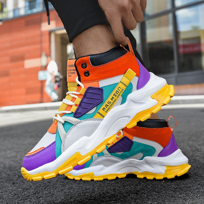 New Fashion Shoes For Men Casual High Top Chunky Sneakers Mens Trainers Tendencia Breathable Designer Zapatillas De Hombre