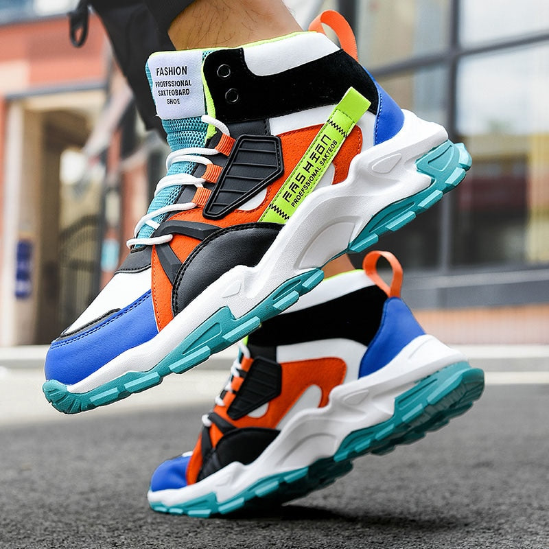New Fashion Shoes For Men Casual High Top Chunky Sneakers Mens Trainers Tendencia Breathable Designer Zapatillas De Hombre