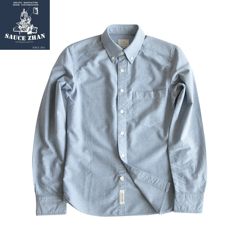 SauceZhan Original Vintage Shirt Cotton Shirt Men Shirt slim mens shirts men shirt long sleeve Oxford fabric shirt men