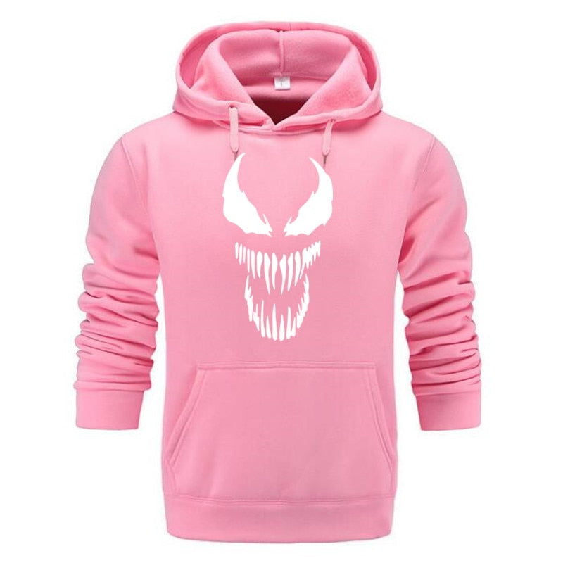 Comic Thick Venom Hoodie Sweatshirts Men Superhero Anime Cool Black Autumn Winter Tops Plus Velvet Warm Hoody