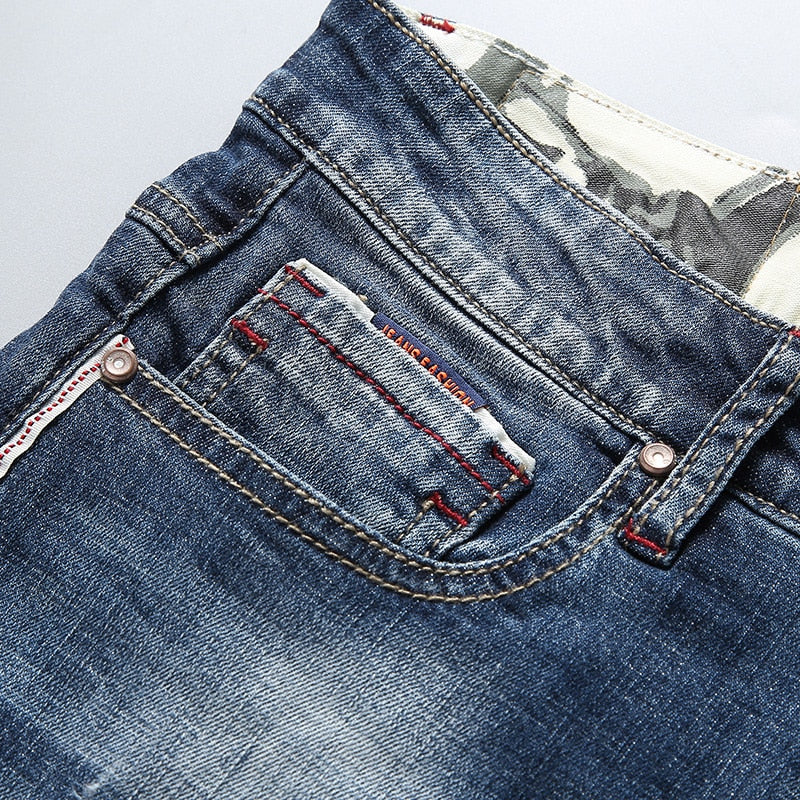 Summer New Men's Stretch Short Jeans Fashion Casual Slim Fit High Quality Elastic Denim Shorts Male Brand Clothes