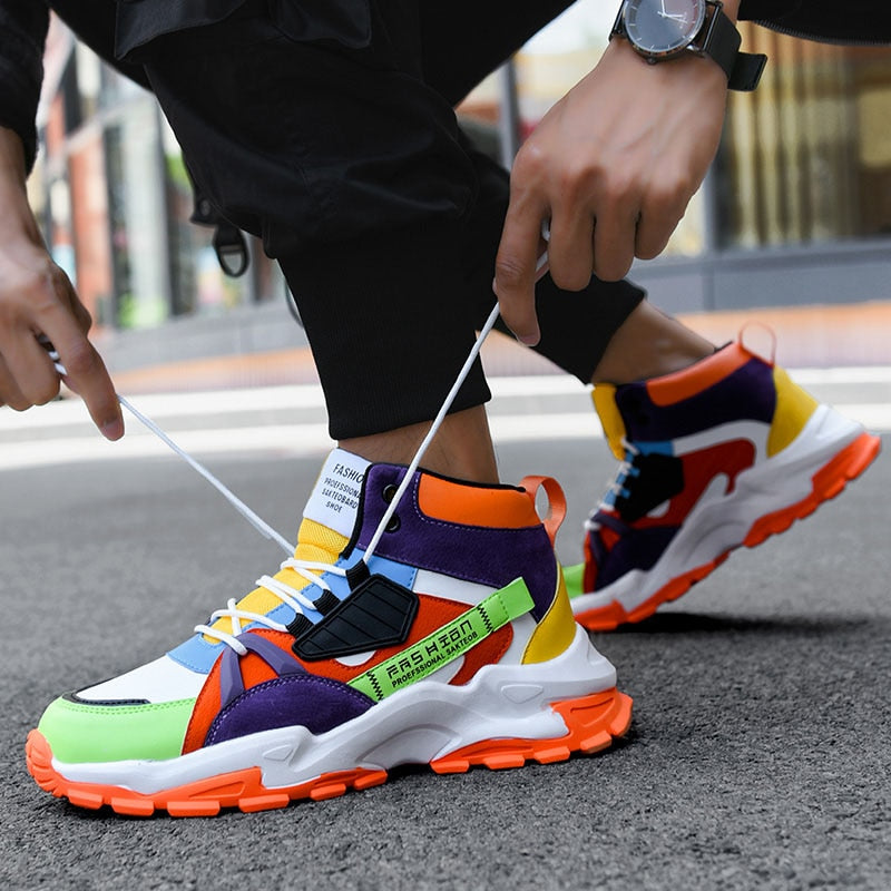 New Fashion Shoes For Men Casual High Top Chunky Sneakers Mens Trainers Tendencia Breathable Designer Zapatillas De Hombre