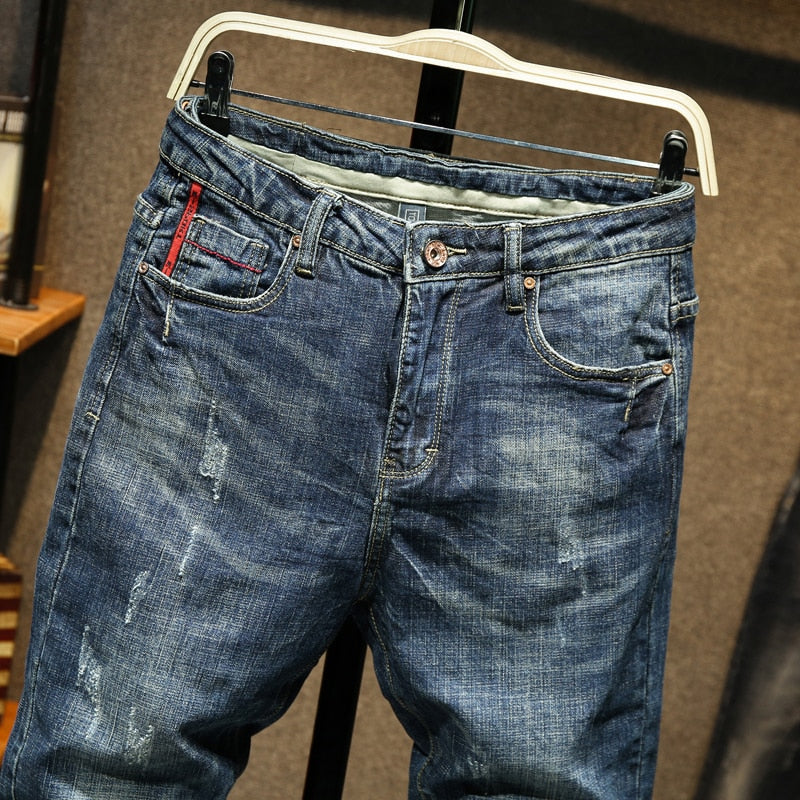 Slim Fit Jeans Men Blue Stretch Streetwear Denim Pants Casual Men's Trousers Spring And Autumn Jeans For Man Fashion Pockets