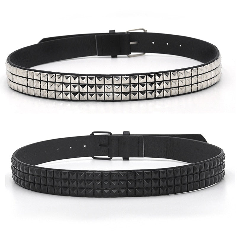 GAOKE Pyramid Fashion Rivet Belt Men&Women's Studded Belt Punk Rock With Pin Buckle Hardware Jeans Designer Female Waist Belts