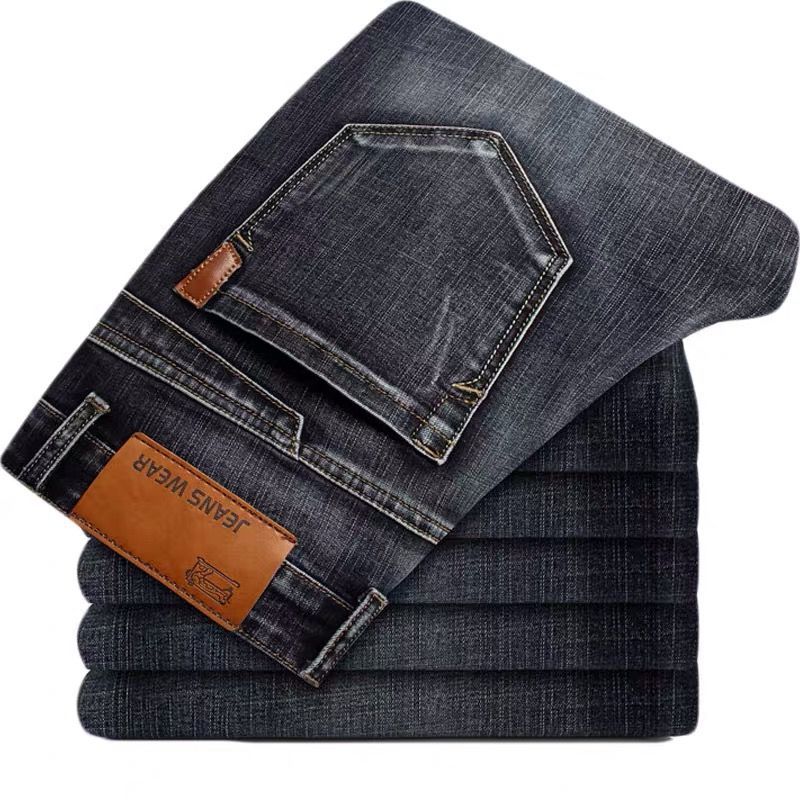 Spring Autumn Men's Smart Elastic Jeans Business Fashion Straight Regular Stretch Denim Trousers Men Jeans 28-40