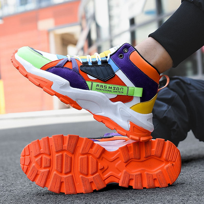 New Fashion Shoes For Men Casual High Top Chunky Sneakers Mens Trainers Tendencia Breathable Designer Zapatillas De Hombre