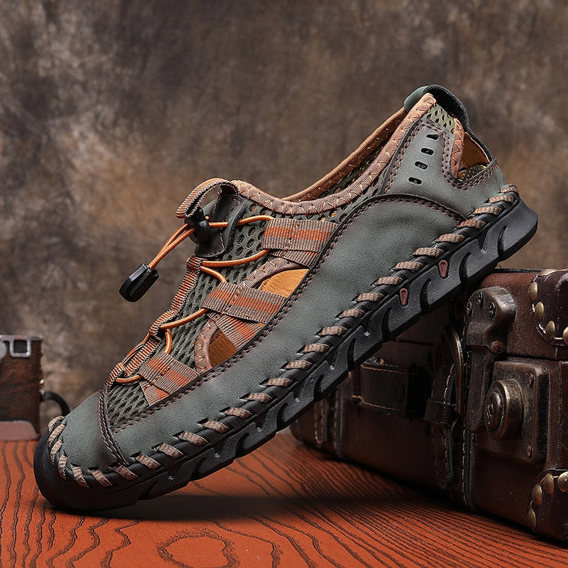 New Summer Genuine Leather Men Sandals Fashion Roman Sandals Handmade Men Casual Shoes Platform Outdoor Men's Beach Sandals