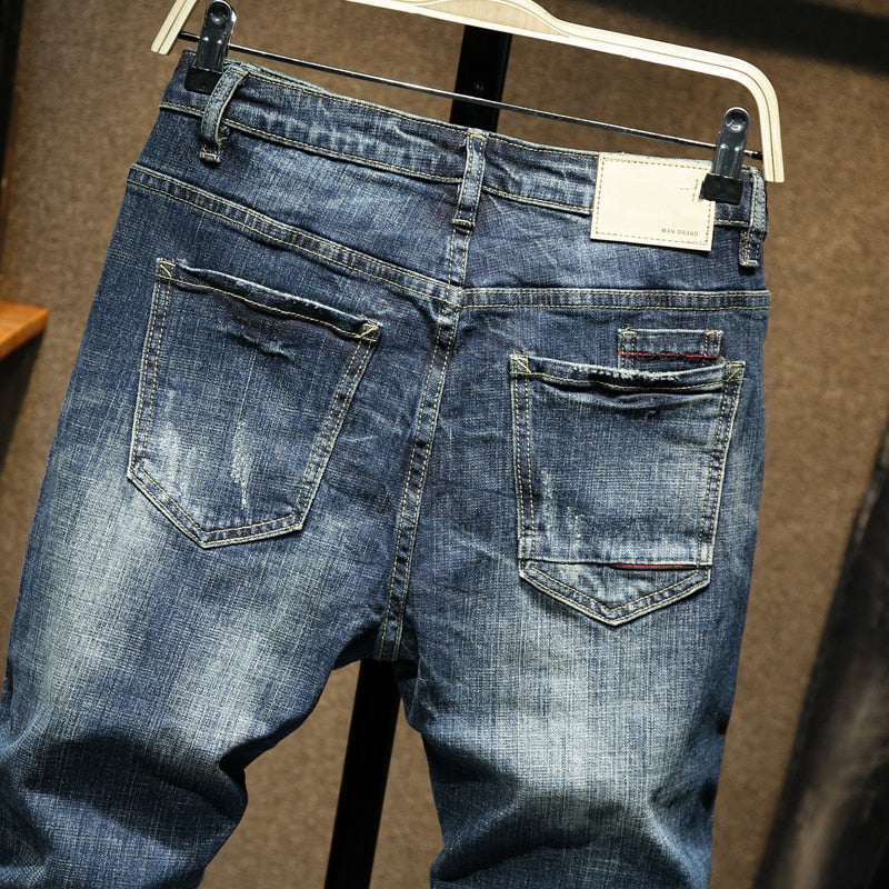 Slim Fit Jeans Men Blue Stretch Streetwear Denim Pants Casual Men's Trousers Spring And Autumn Jeans For Man Fashion Pockets