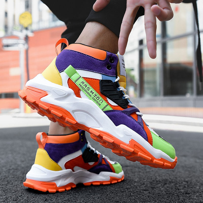 New Fashion Shoes For Men Casual High Top Chunky Sneakers Mens Trainers Tendencia Breathable Designer Zapatillas De Hombre