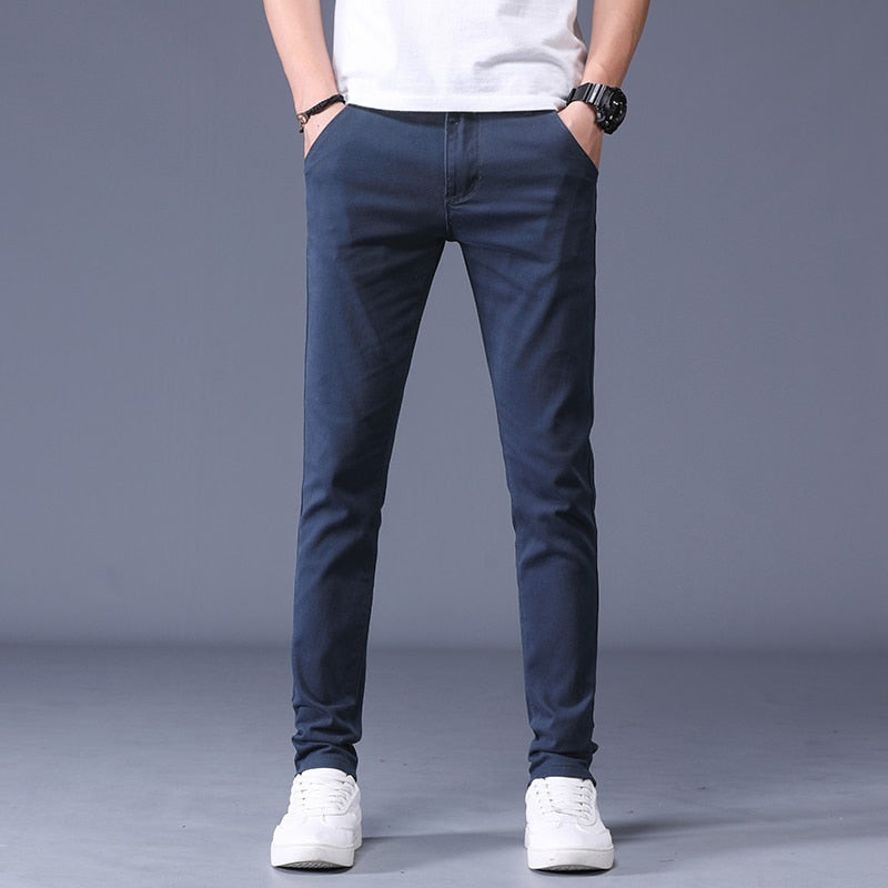 Classic Men's Khaki Casual Pants New Business Fashion Slim Fit Cotton Stretch Trousers Male Brand Clothing