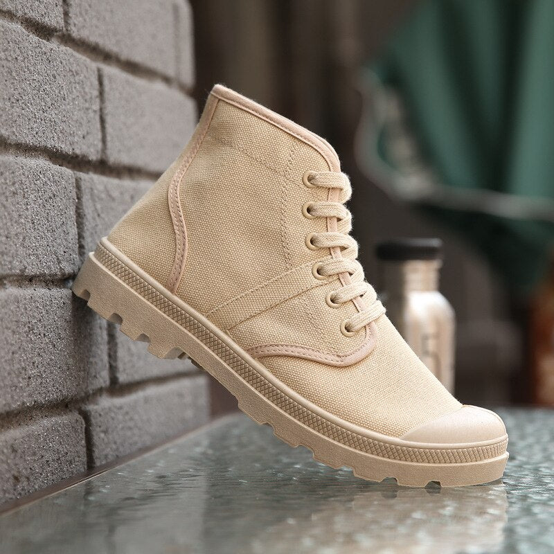 YWEEN Lace Up Men's Casual Shoes Spring Autumn High Top Men's Army Shoes Men Casual Canvas Shoes Male High Quality Shoes