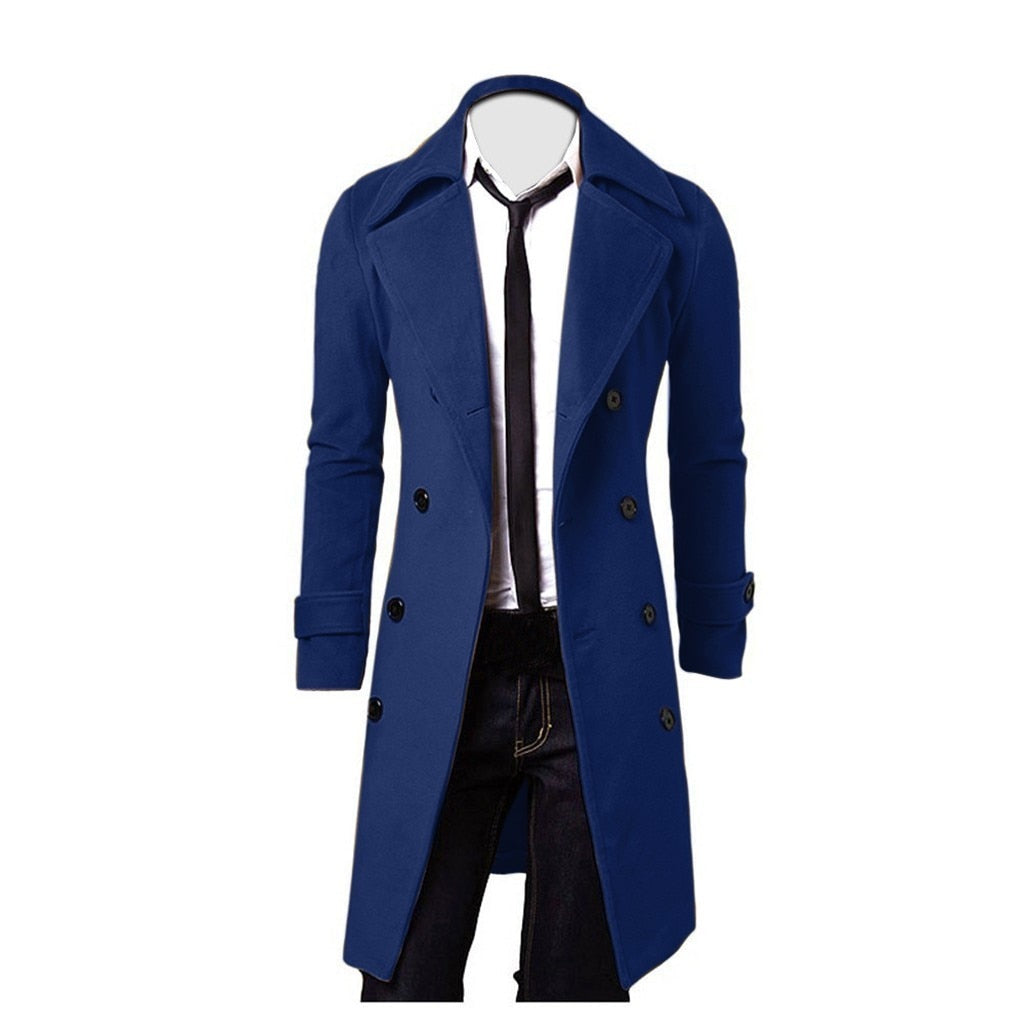 Fashion Brand Autumn Jacket Long Trench Coat Men's High Quality Self-cultivation Solid Color Men's Coat Double-breasted Jacket