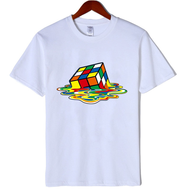 XIN YI Men's T-shirt High Quality 100% Cotton Magic square printing o-neck for men t-shirt casual cool hip hop t-shirt male tops