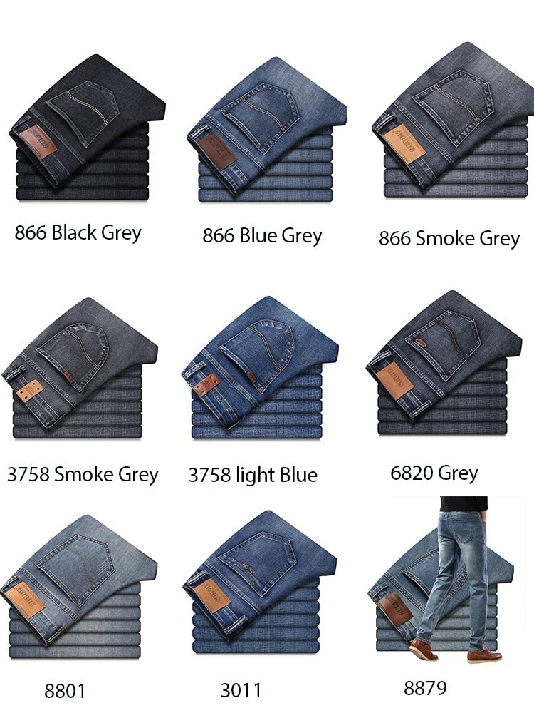 SULEE Brand Slim Fit New Men's Jeans Business Casual Elastic Comfort Straight Denim Pants Male High Quality Trousers