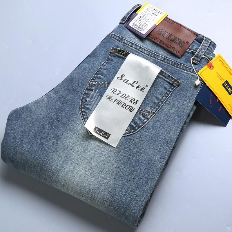 SULEE Brand Slim Fit New Men's Jeans Business Casual Elastic Comfort Straight Denim Pants Male High Quality Trousers