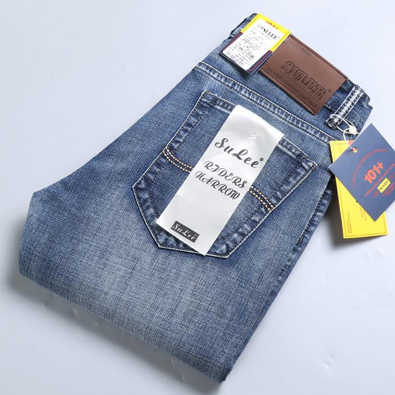SULEE Brand Slim Fit New Men's Jeans Business Casual Elastic Comfort Straight Denim Pants Male High Quality Trousers