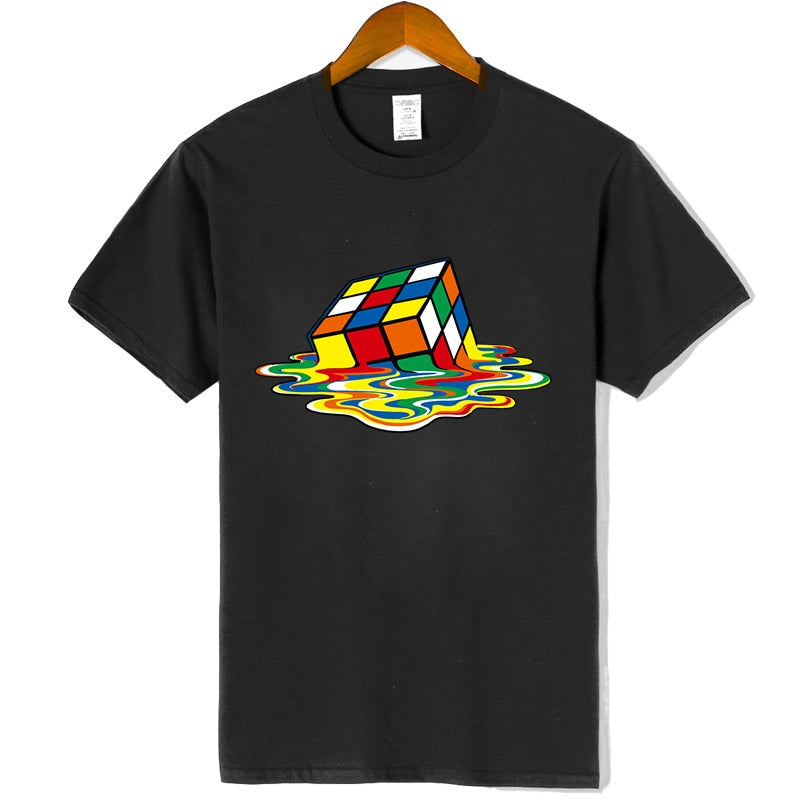 XIN YI Men's T-shirt High Quality 100% Cotton Magic square printing o-neck for men t-shirt casual cool hip hop t-shirt male tops