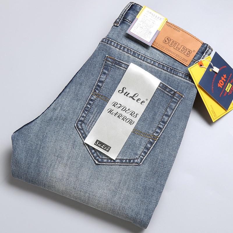 SULEE Brand Slim Fit New Men's Jeans Business Casual Elastic Comfort Straight Denim Pants Male High Quality Trousers