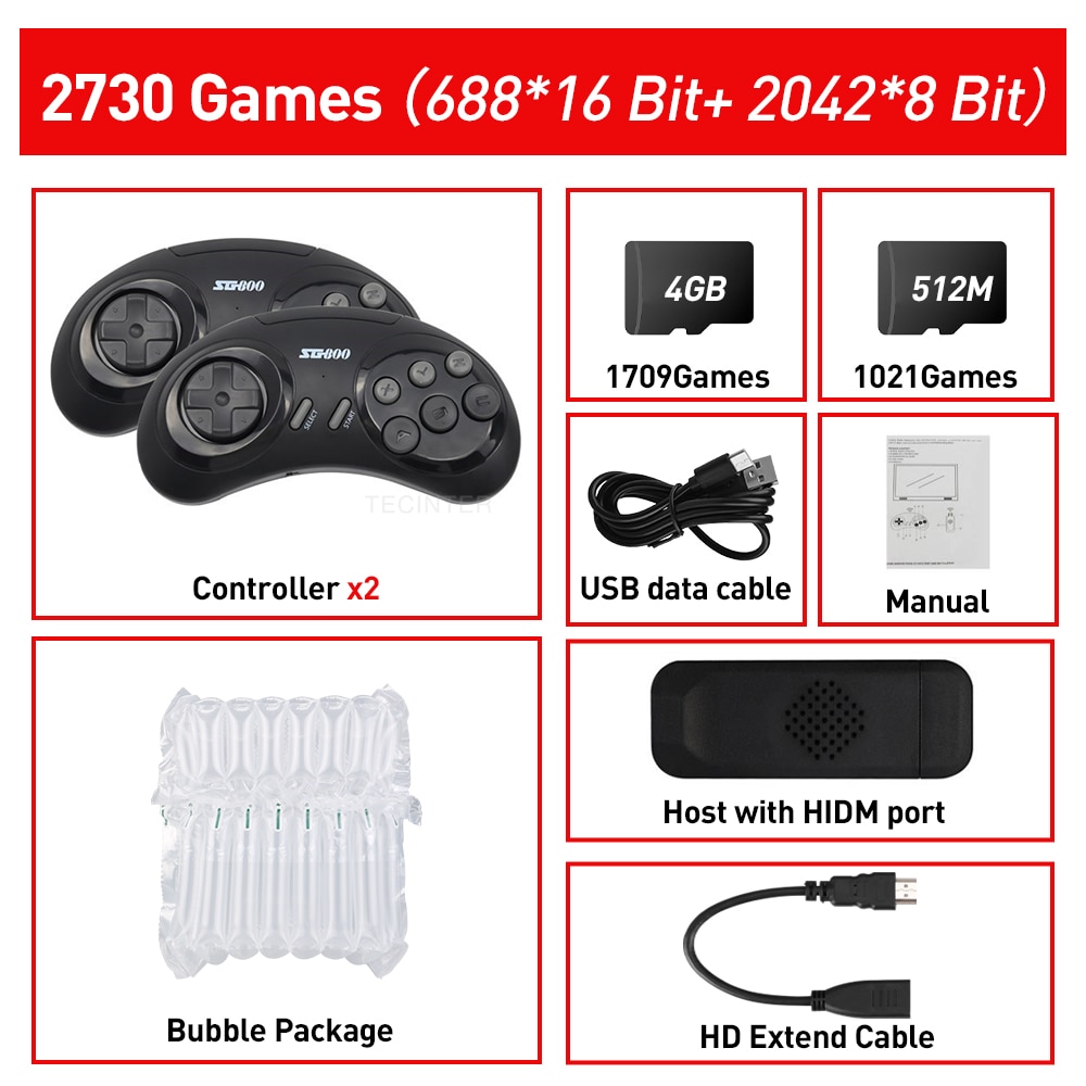 Retro Game Console 16 Bit MD Genesis For Sega Genesis Built-in 4737 Classic Games Controller Gamepad Video Game Stick with TV HD