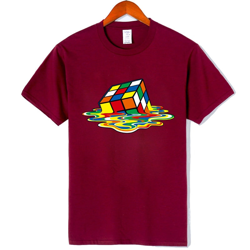 XIN YI Men's T-shirt High Quality 100% Cotton Magic square printing o-neck for men t-shirt casual cool hip hop t-shirt male tops