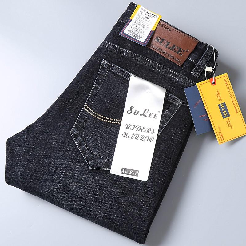 SULEE Brand Slim Fit New Men's Jeans Business Casual Elastic Comfort Straight Denim Pants Male High Quality Trousers