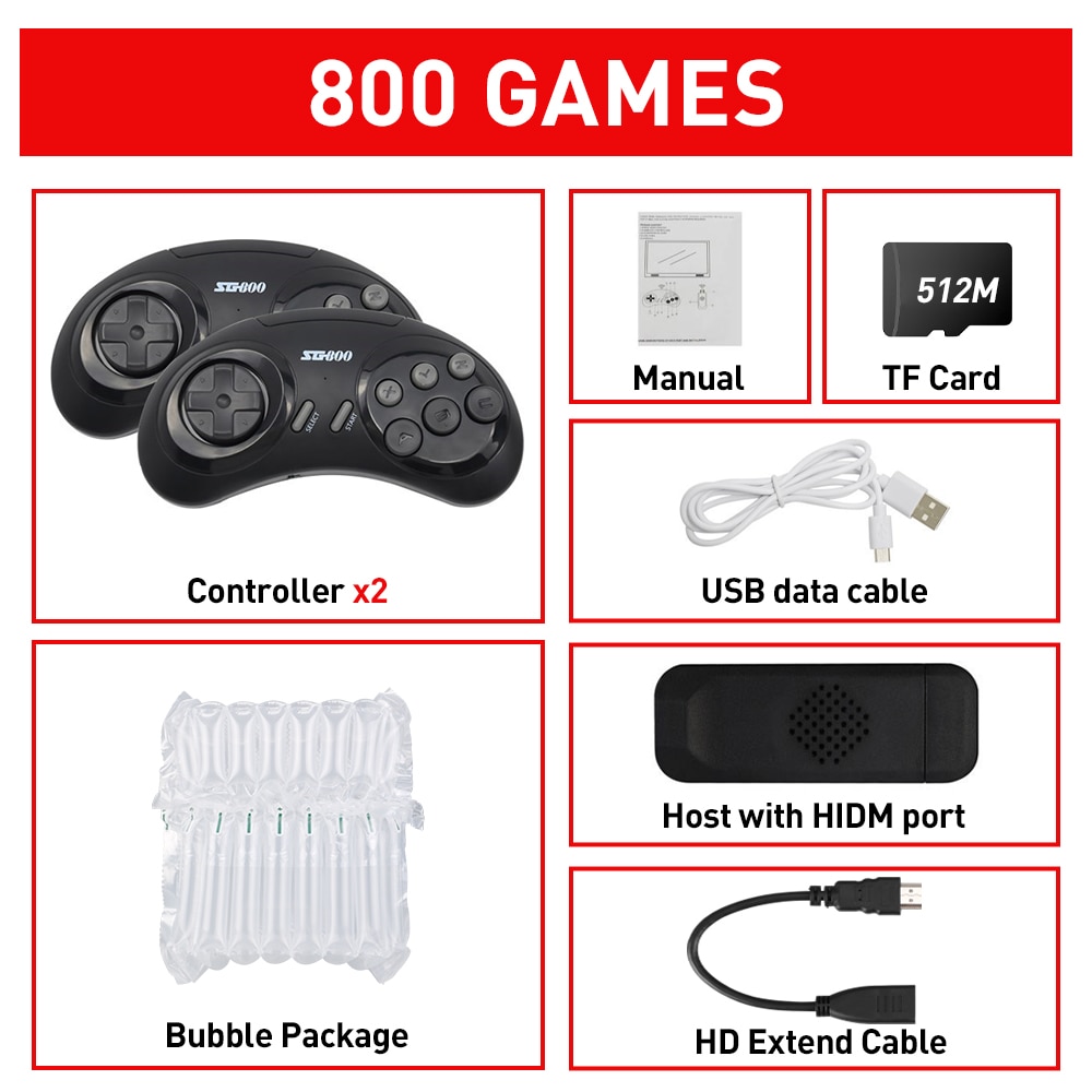 Retro Game Console 16 Bit MD Genesis For Sega Genesis Built-in 4737 Classic Games Controller Gamepad Video Game Stick with TV HD