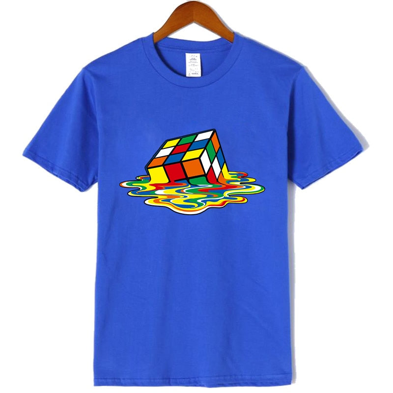 XIN YI Men's T-shirt High Quality 100% Cotton Magic square printing o-neck for men t-shirt casual cool hip hop t-shirt male tops