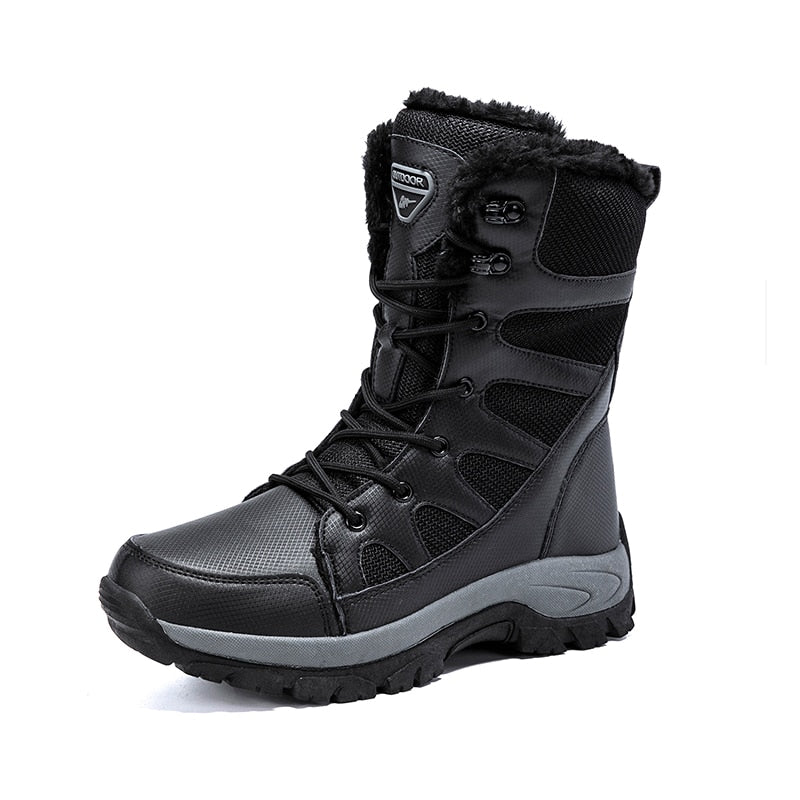 New Warm Plush Snow Boots Men Lace Up Casual High Top Men's Boots Waterproof Winter Boots Anti-Slip Ankle Boots Army Work Boots