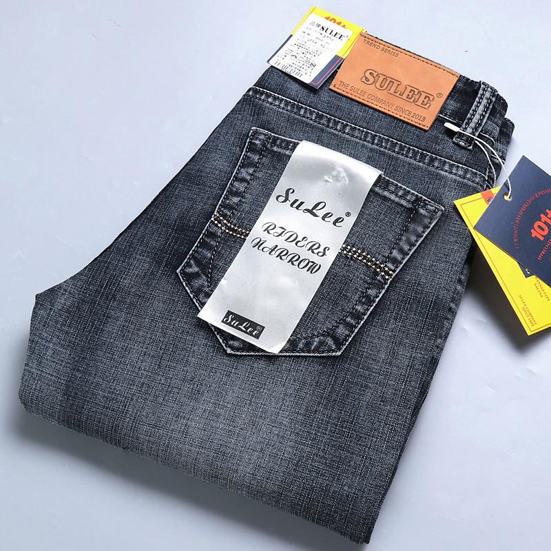 SULEE Brand Slim Fit New Men's Jeans Business Casual Elastic Comfort Straight Denim Pants Male High Quality Trousers