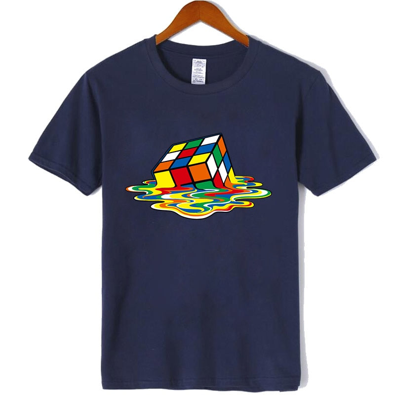 XIN YI Men's T-shirt High Quality 100% Cotton Magic square printing o-neck for men t-shirt casual cool hip hop t-shirt male tops