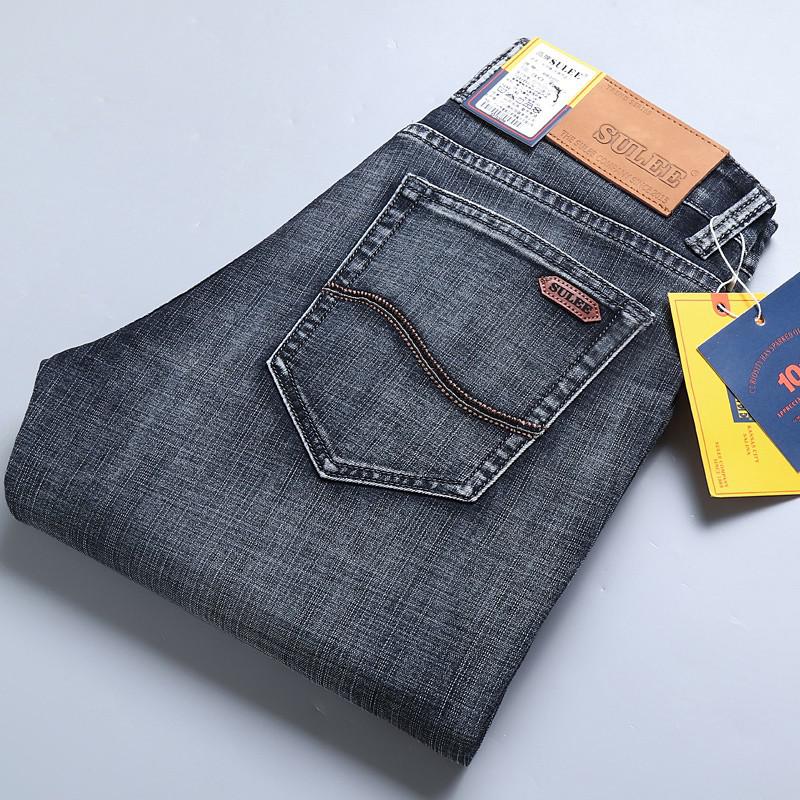 SULEE Brand Slim Fit New Men's Jeans Business Casual Elastic Comfort Straight Denim Pants Male High Quality Trousers