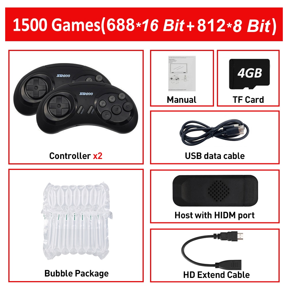Retro Game Console 16 Bit MD Genesis For Sega Genesis Built-in 4737 Classic Games Controller Gamepad Video Game Stick with TV HD