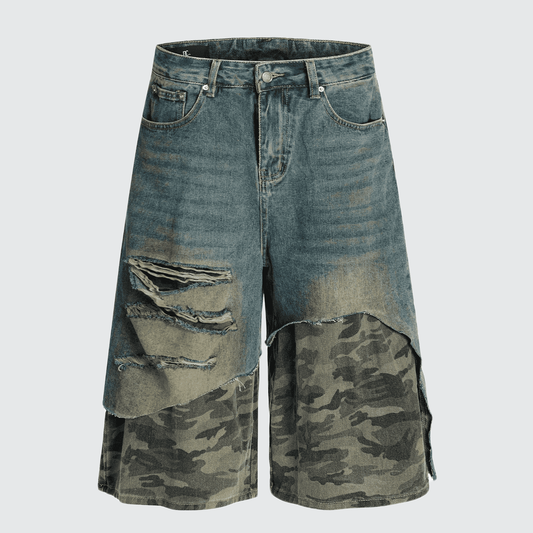 Unisex Camouflage Denim Shorts