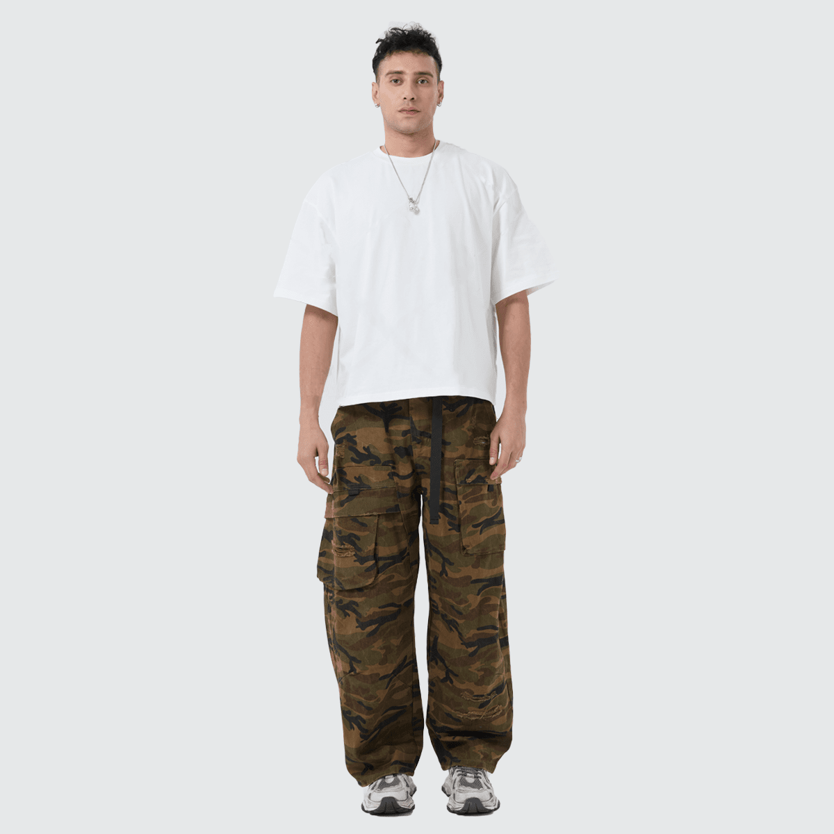 Complex  Camouflage Loose Wide-leg Jeans