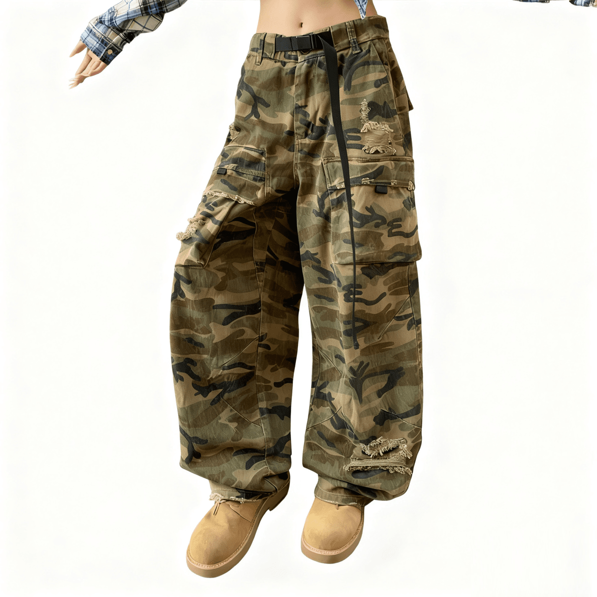 Complex  Camouflage Loose Wide-leg Jeans