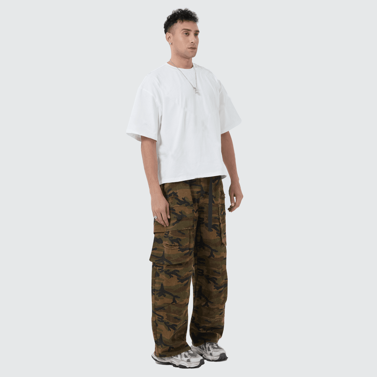 Complex  Camouflage Loose Wide-leg Jeans